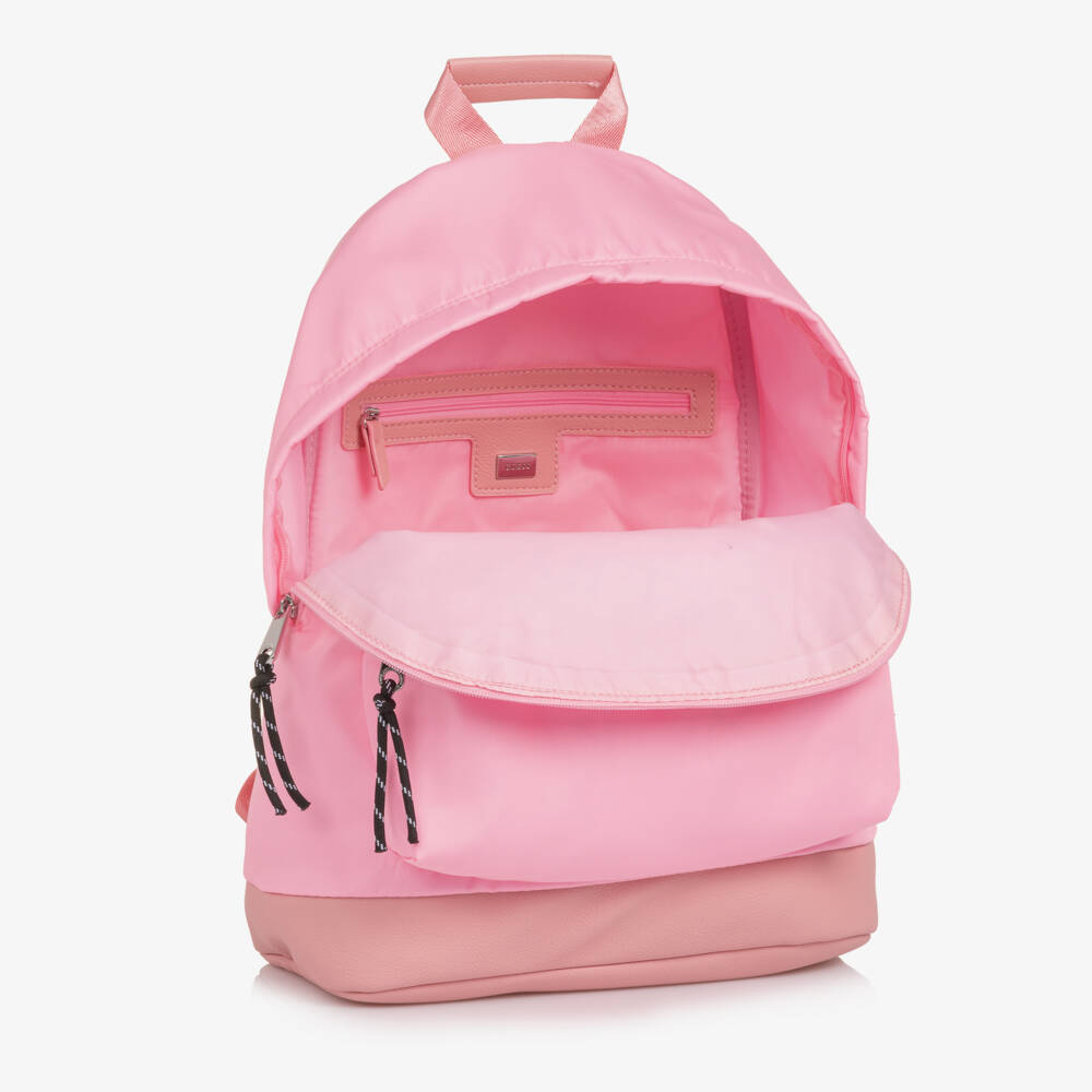 Guess-Pink Triangle Logo Backpack (39cm) | Childrensalon