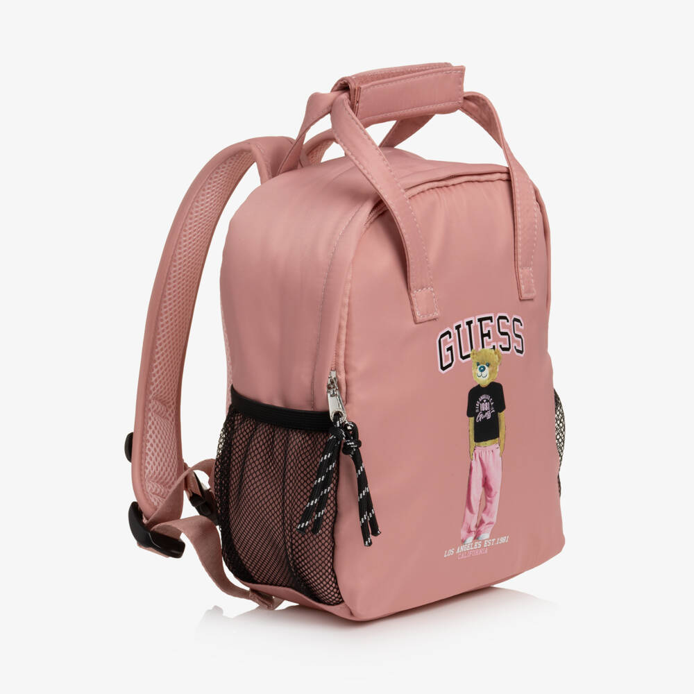 Guess-Pink Varsity Bear Mini Backpack (25cm) | Childrensalon