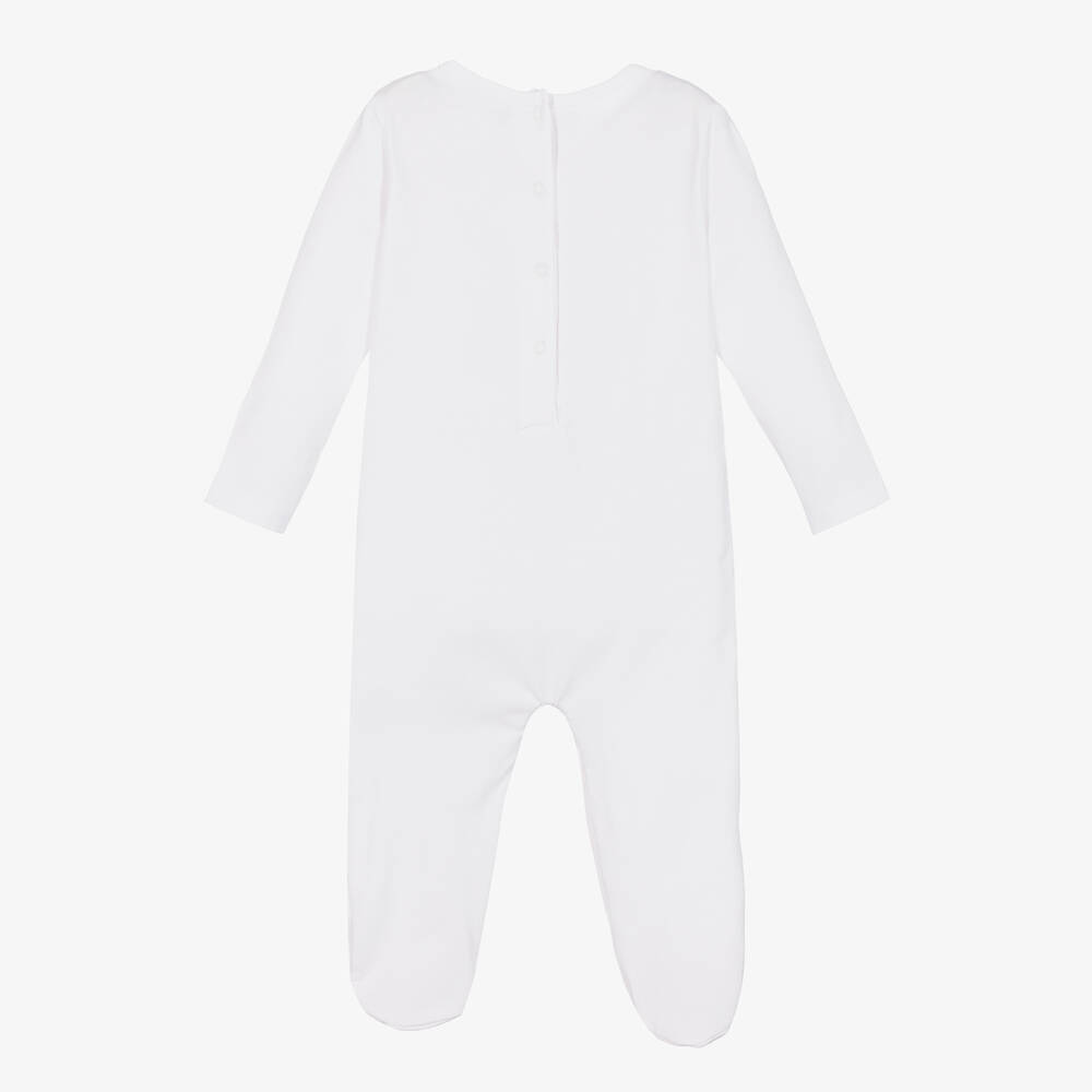 Guess-White Embroidered Cotton Bear Babygrow | Childrensalon