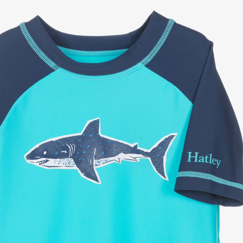 Hatley-Boys Aqua Blue Shark Swim Top (UPF50+) | Childrensalon