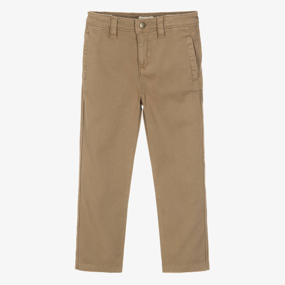 Hatley-Boys Beige Cotton Twill Straight Leg Trousers | Childrensalon