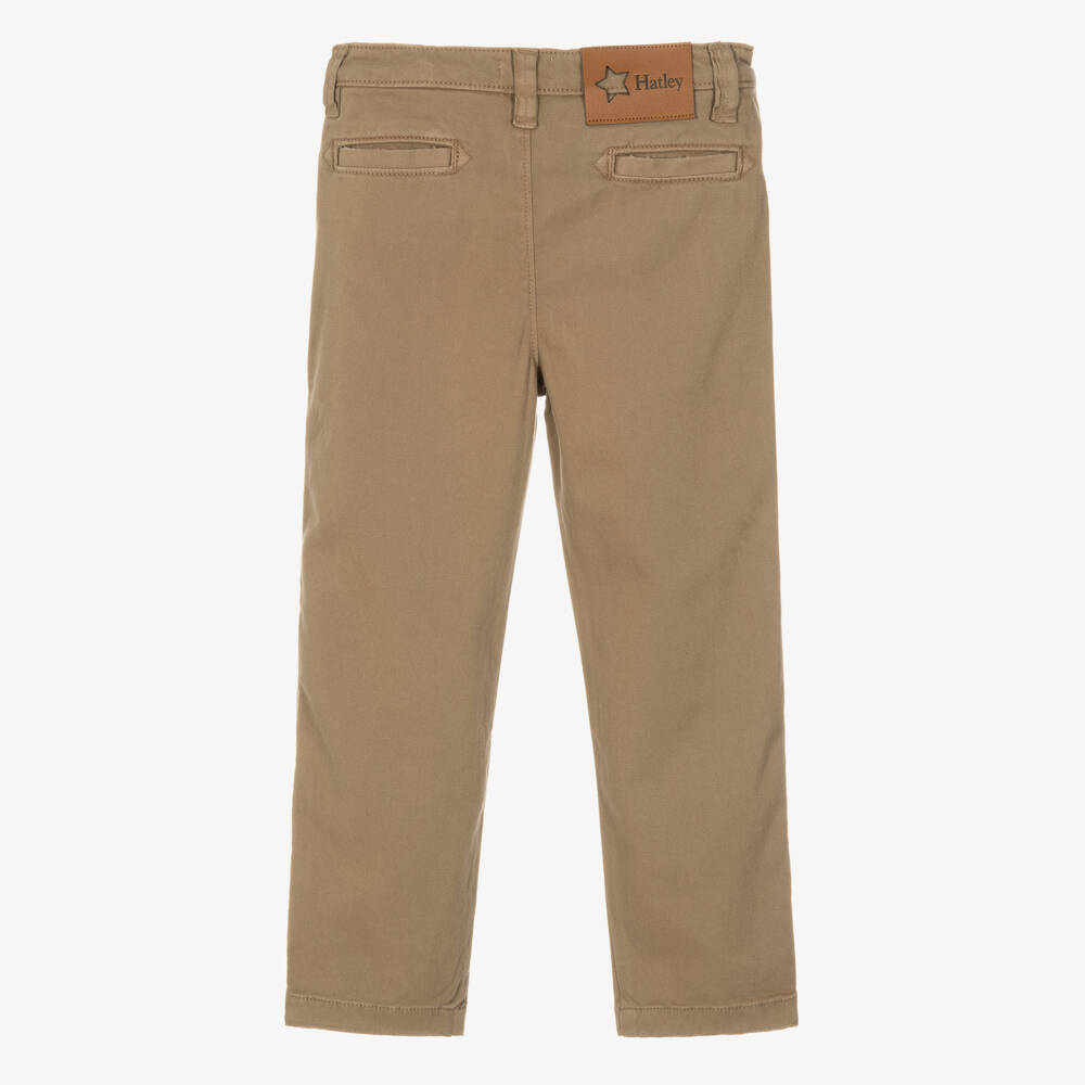 Hatley-Boys Beige Cotton Twill Straight Leg Trousers | Childrensalon