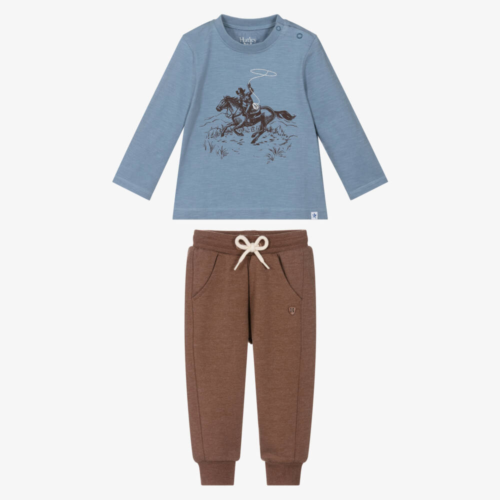 Hatley-Boys Blue & Brown Cowboy Trouser Set | Childrensalon