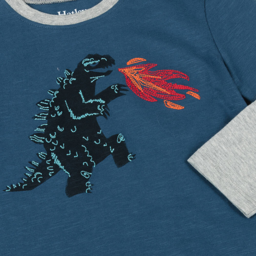 Hatley-Boys Blue Cotton Embroidered Monster Top | Childrensalon