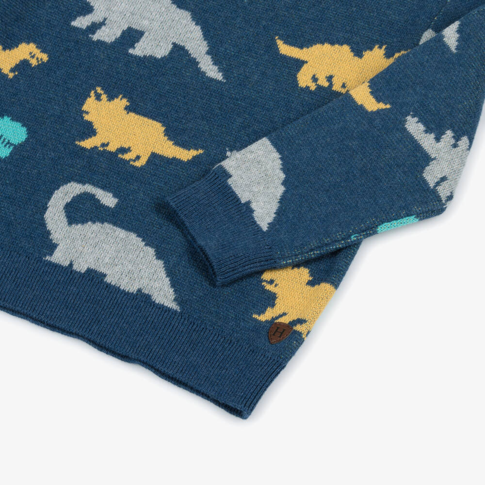Hatley-بلوفر بطبعة ديناصورات قطن محبوك لون أزرق للأولاد | Childrensalon