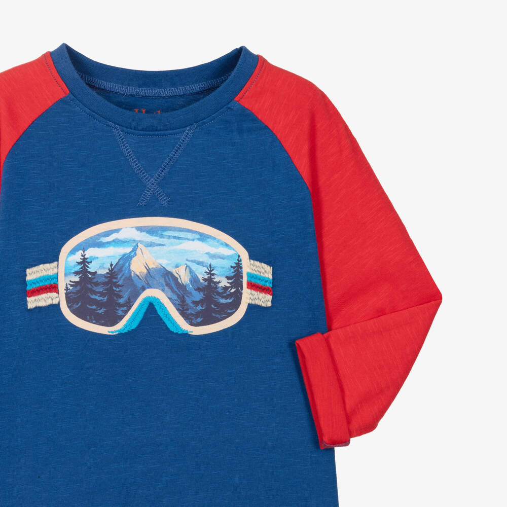 Hatley-Boys Blue Cotton Printed Raglan Top | Childrensalon