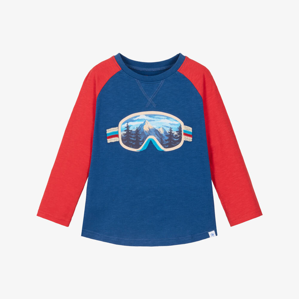 Hatley-Boys Blue Cotton Printed Raglan Top | Childrensalon