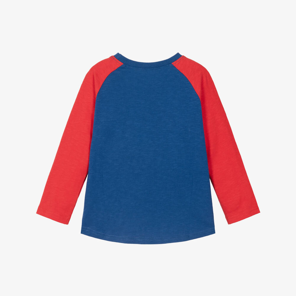 Hatley-Boys Blue Cotton Printed Raglan Top | Childrensalon