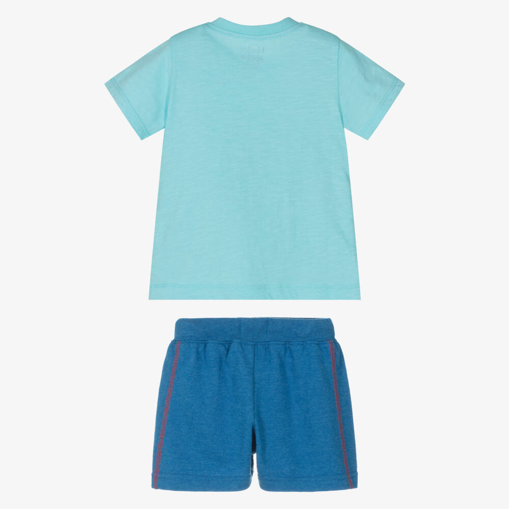 Hatley-Boys Blue Cotton Shorts Set with Appliqué Seagull  | Childrensalon