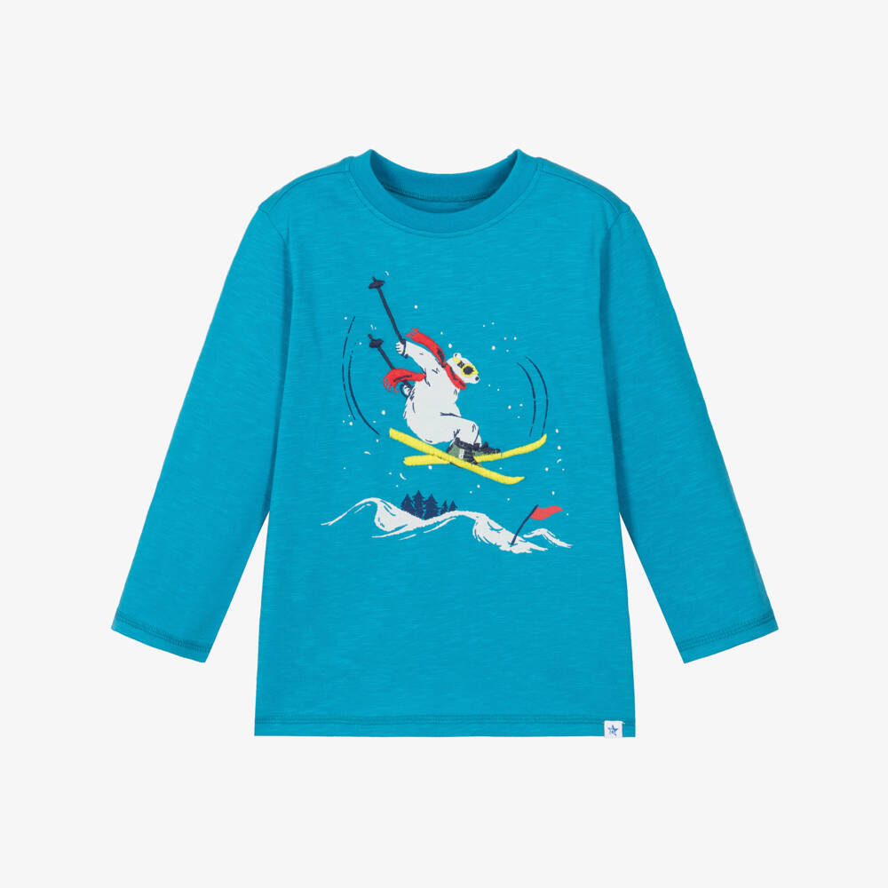 Hatley-Boys Blue Cotton Top with Polar Bear Graphic | Childrensalon