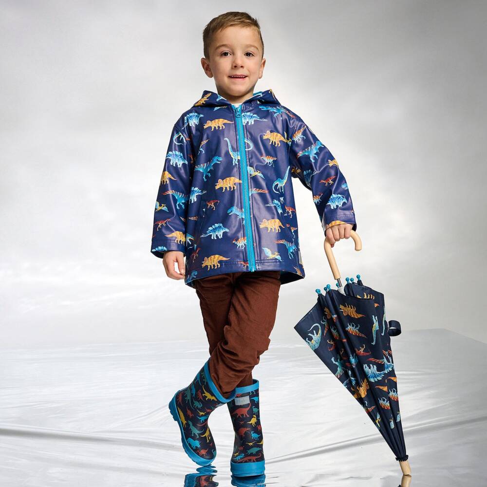 Hatley-Boys Blue Dinosaur Print Raincoat | Childrensalon