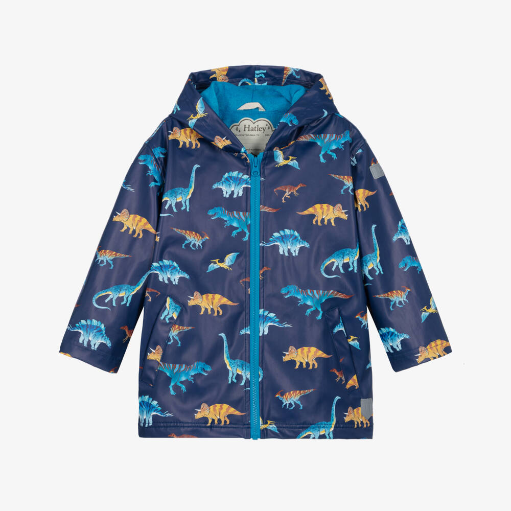 Hatley-Boys Blue Dinosaur Printed Raincoat | Childrensalon