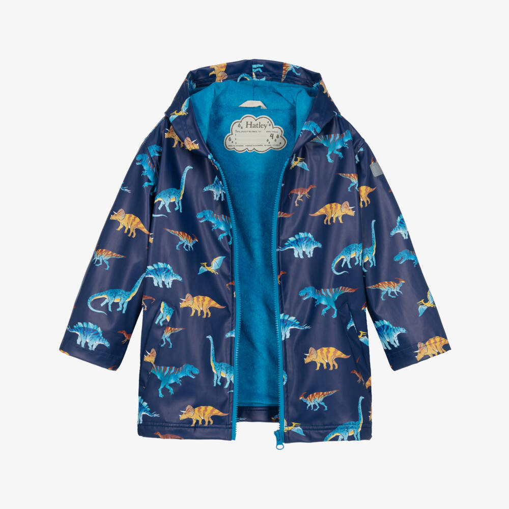 Hatley-Boys Blue Dinosaur Printed Raincoat | Childrensalon