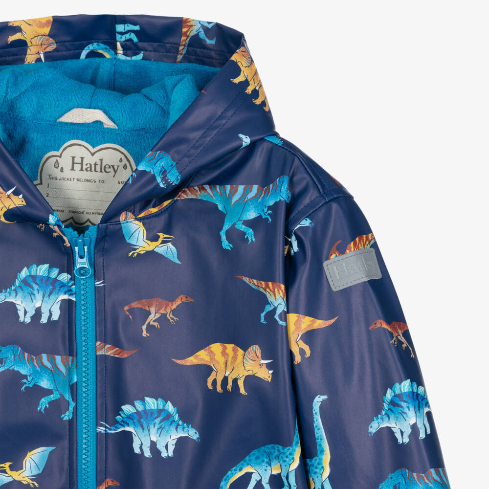 Hatley-Boys Blue Dinosaur Printed Raincoat | Childrensalon