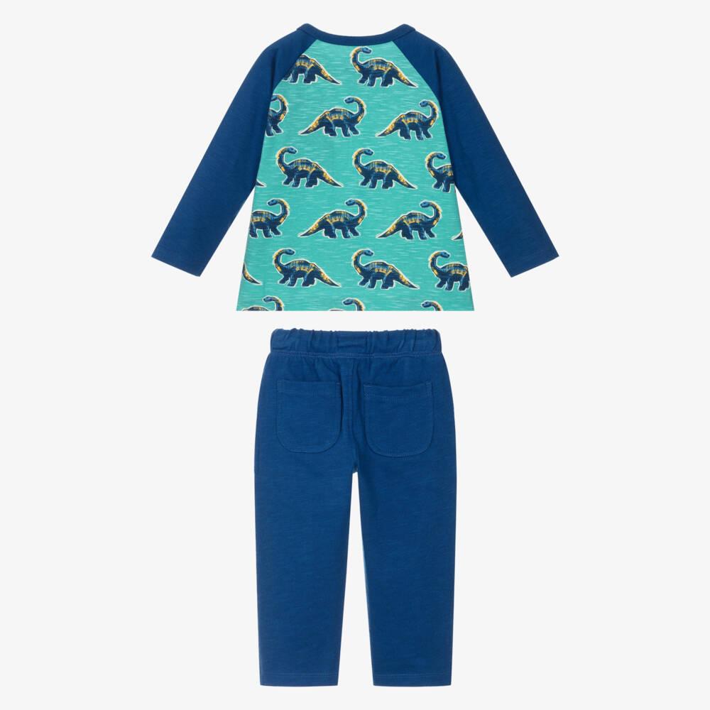 Hatley-Boys Blue Glow-In-The-Dark Dinosaur Print Trouser Set | Childrensalon