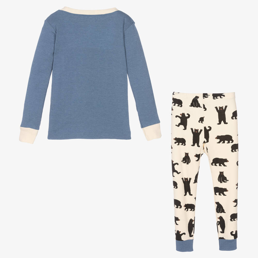Little Blue House by Hatley-Boys Blue & Ivory Cotton Bear Pyjamas | Childrensalon