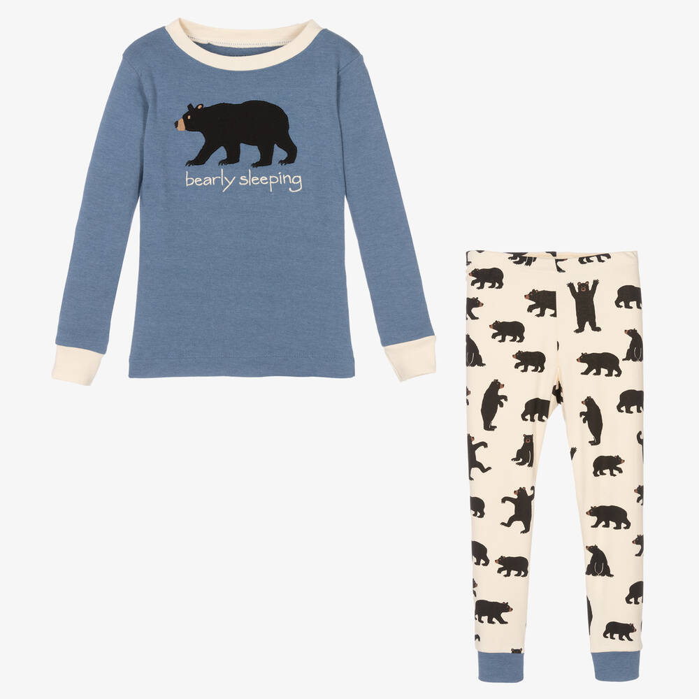 Little Blue House by Hatley-Boys Blue & Ivory Cotton Bear Pyjamas | Childrensalon