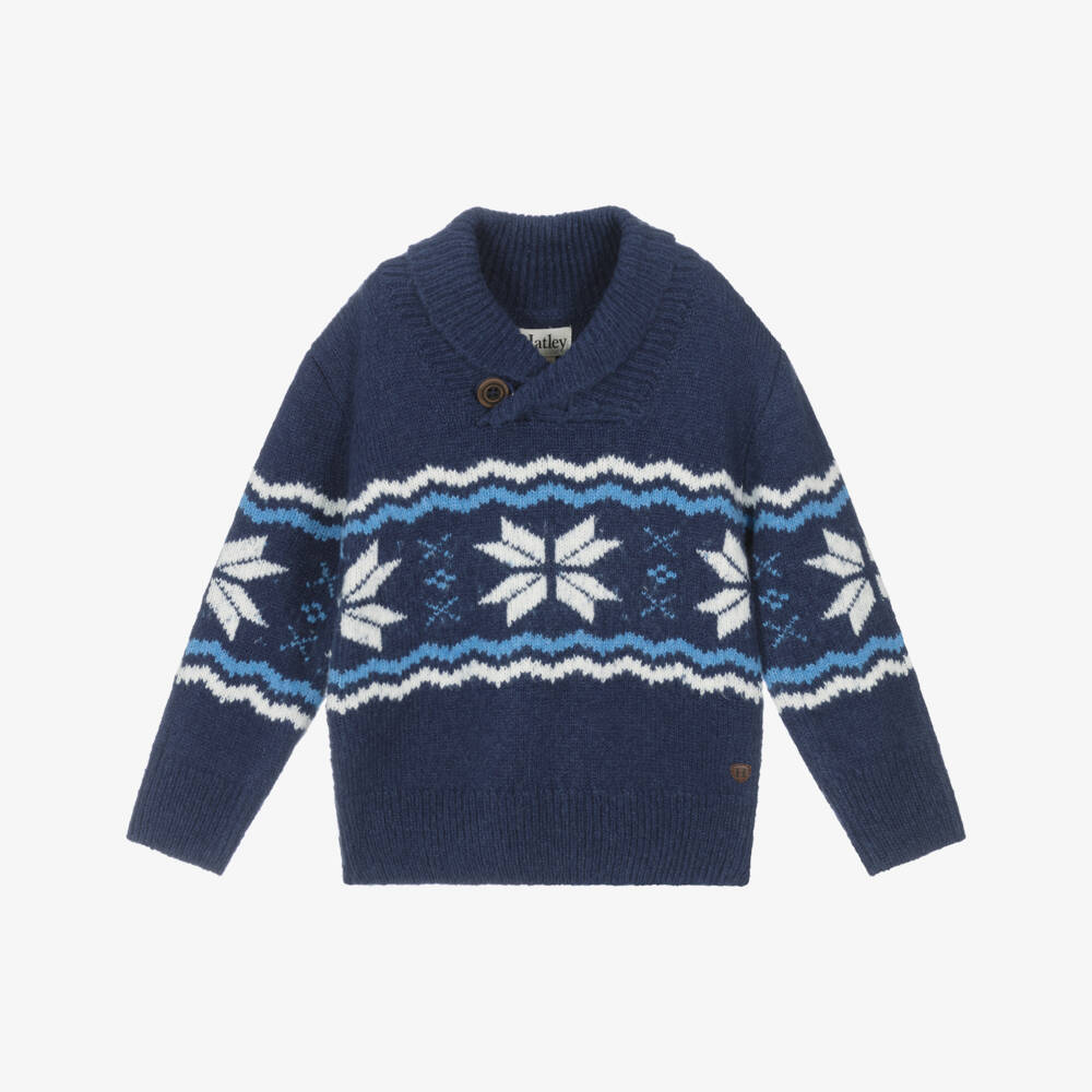 Hatley-Boys Blue Knitted Fair Isle Sweater | Childrensalon