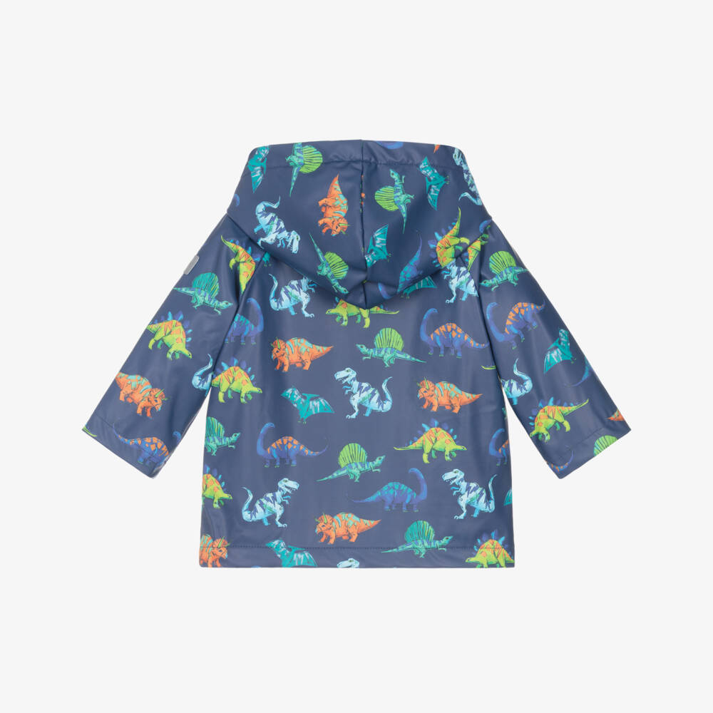 Hatley-Boys Blue Raincoat with Colourful Dinosaur Print | Childrensalon