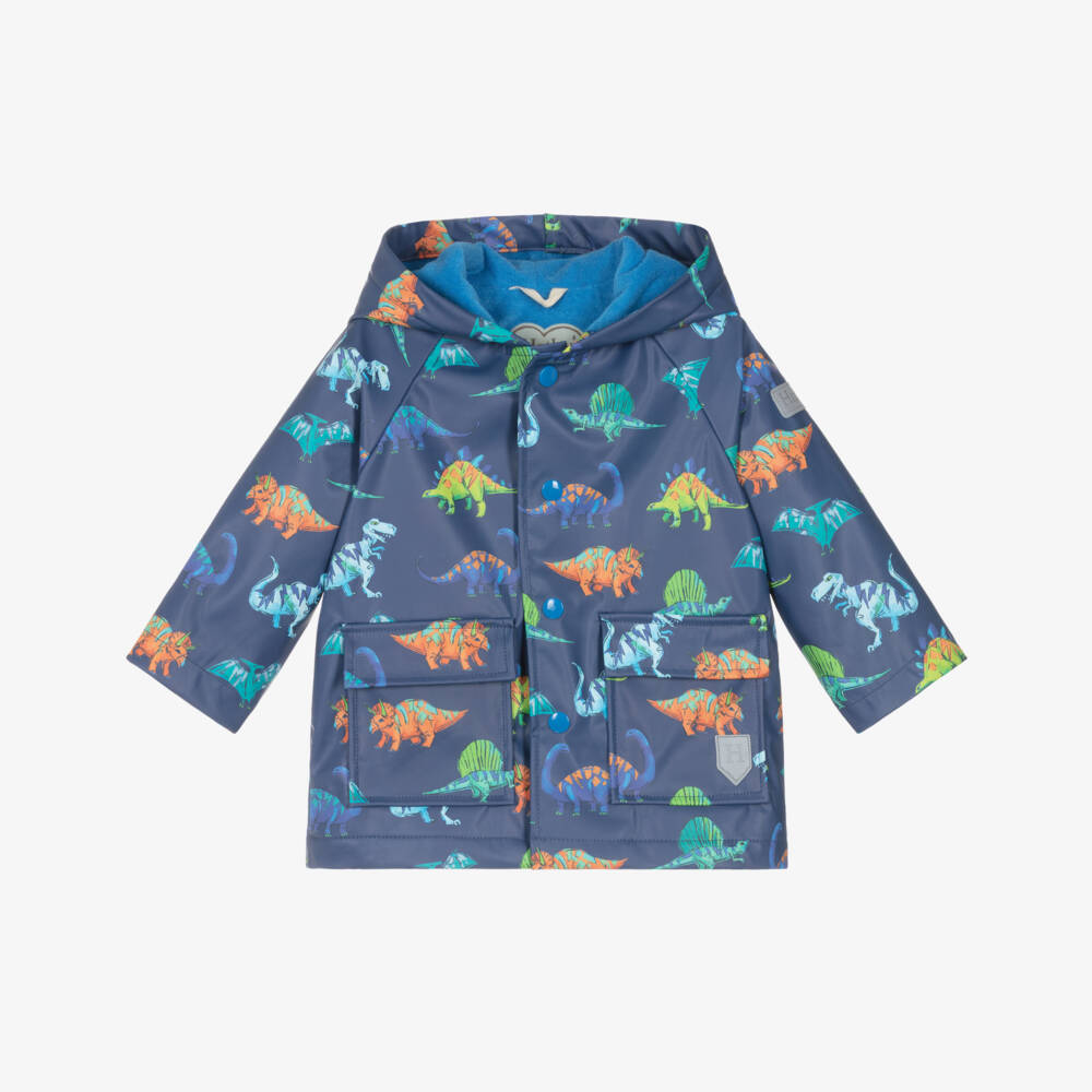 Hatley-Boys Blue Raincoat with Colourful Dinosaur Print | Childrensalon