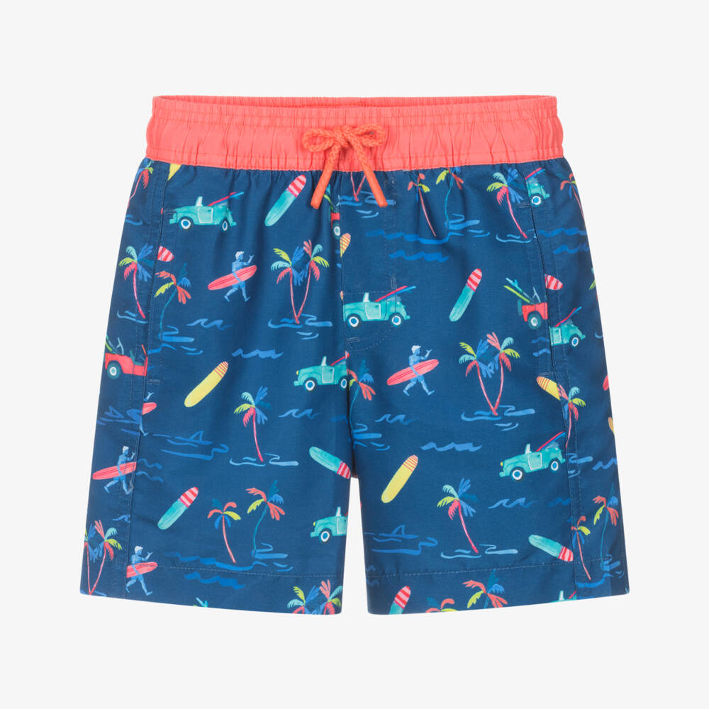 Hatley-Boys Blue Surfer Swim Shorts (UPF50+) | Childrensalon