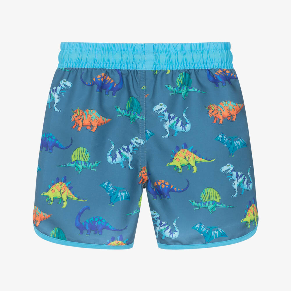 Hatley-Boys Blue Swim Shorts with Colourful Dinosaurs (UPF50+) | Childrensalon