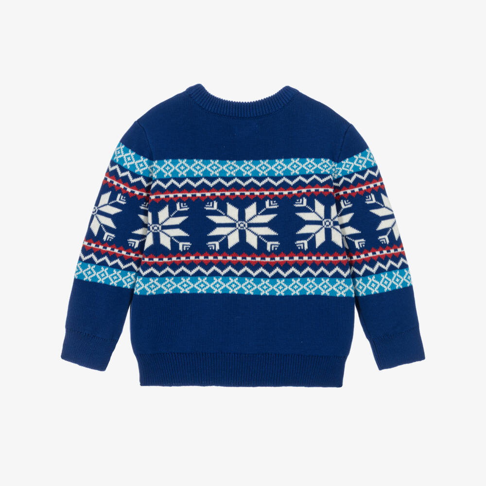 Hatley-Boys Cobalt Blue Cotton Knit Fair Isle Sweater | Childrensalon