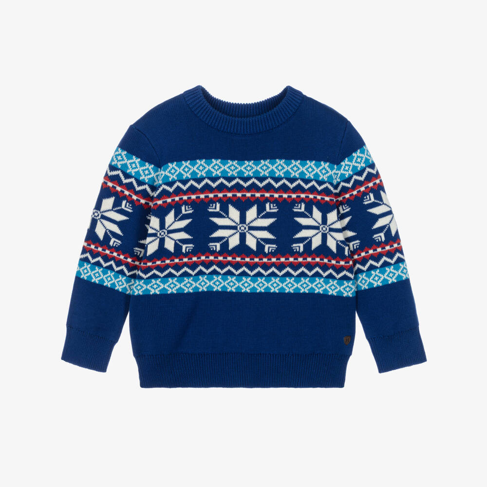 Hatley-Boys Cobalt Blue Cotton Knit Fair Isle Sweater | Childrensalon