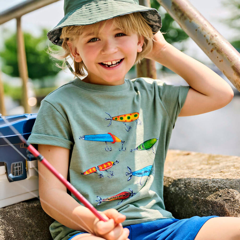 Hatley-Футболка зеленая с рыболовными приманками для мальчиков | Childrensalon