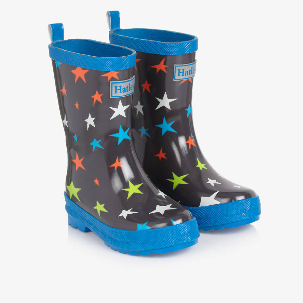 Hatley-Boys Grey & Blue Ombré Stars Rain Boots | Childrensalon
