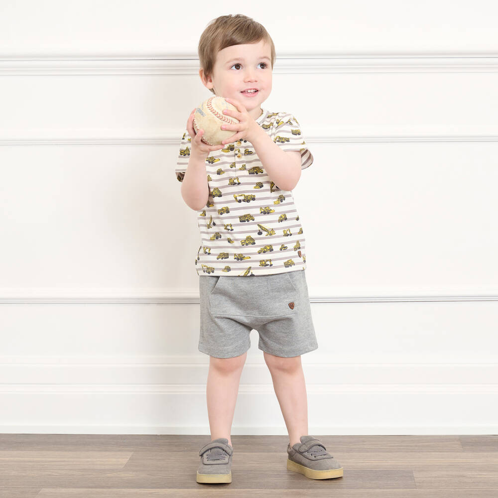 Hatley-Boys Grey Marl Cotton Jersey Shorts with Pouch Pocket | Childrensalon