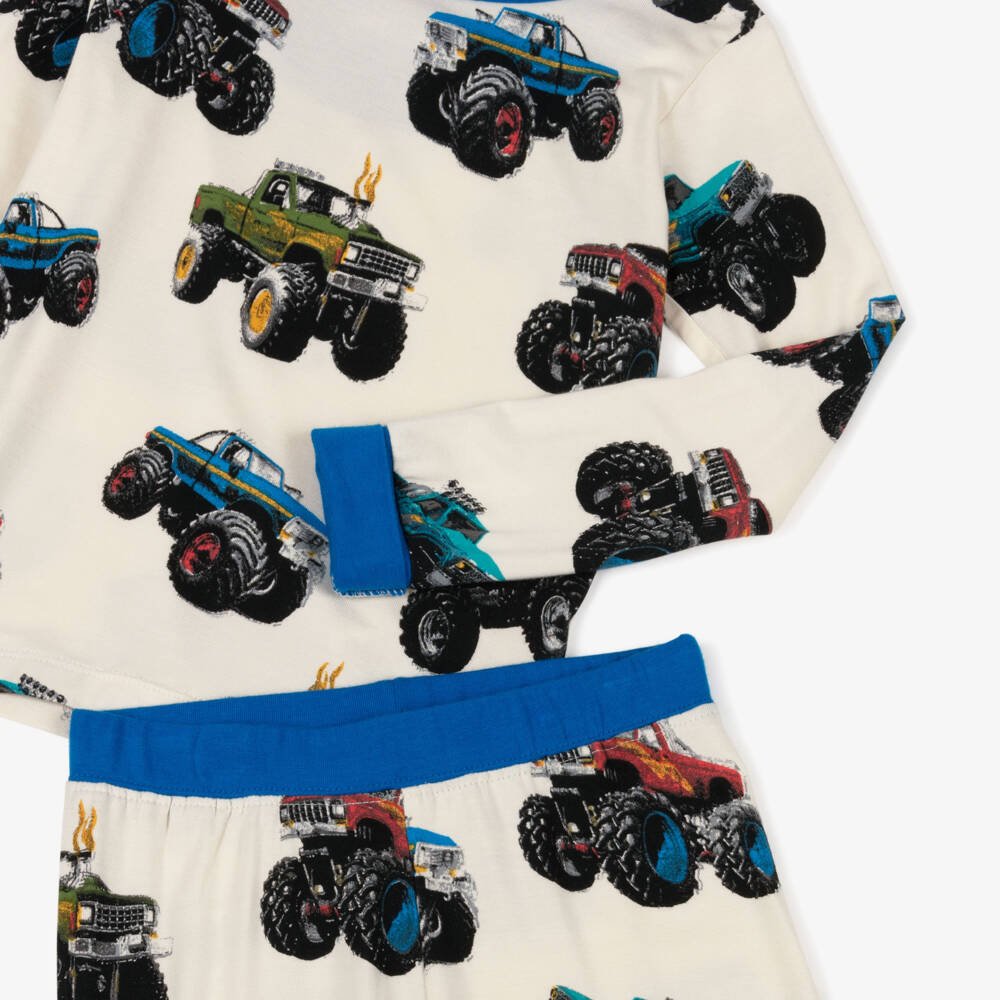 Hatley-Boys Ivory Bamboo Jersey Monster Truck Pyjamas | Childrensalon