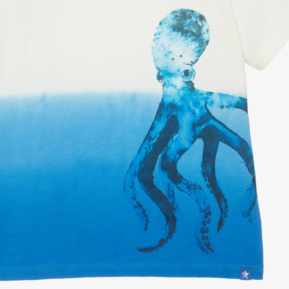 Hatley-Boys Ivory & Blue Cotton Octopus T-Shirt | Childrensalon