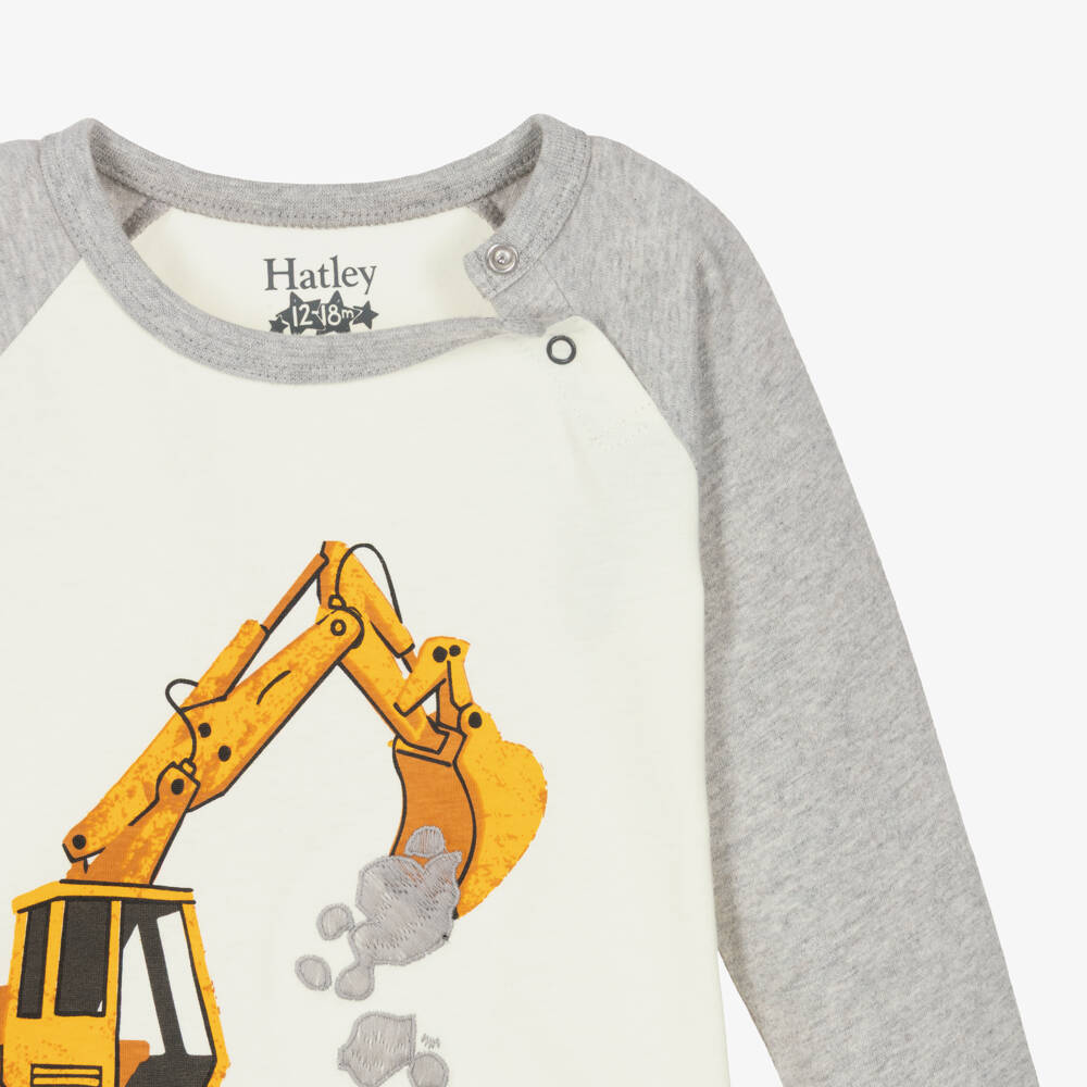 Hatley-Boys Ivory & Grey Printed Raglan Top | Childrensalon