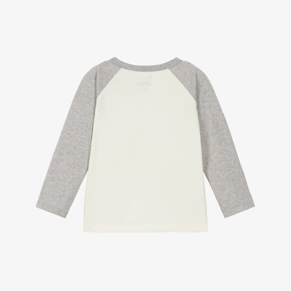 Hatley-Boys Ivory & Grey Printed Raglan Top | Childrensalon