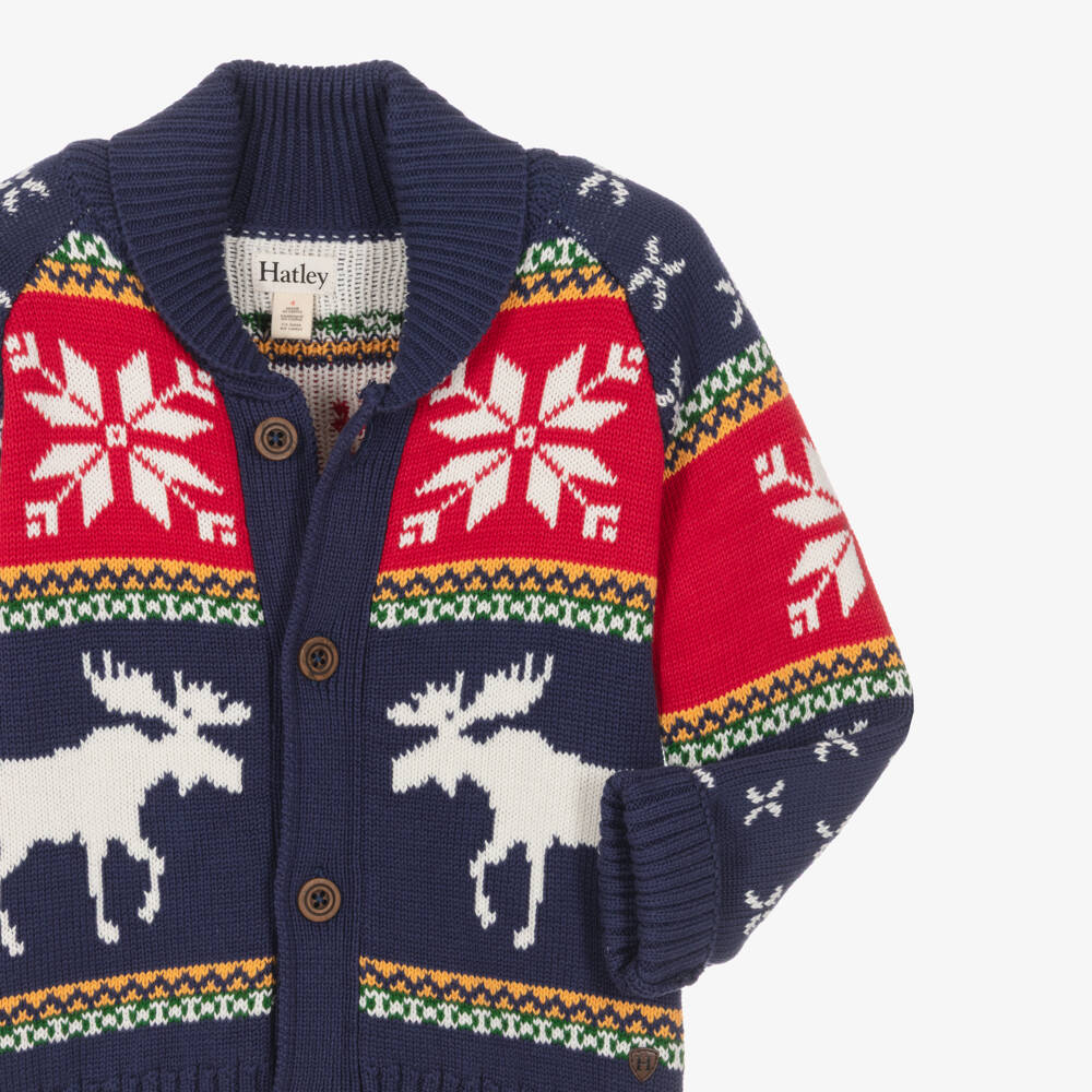 Hatley-Boys Navy Blue Christmas Fair Isle Cardigan | Childrensalon