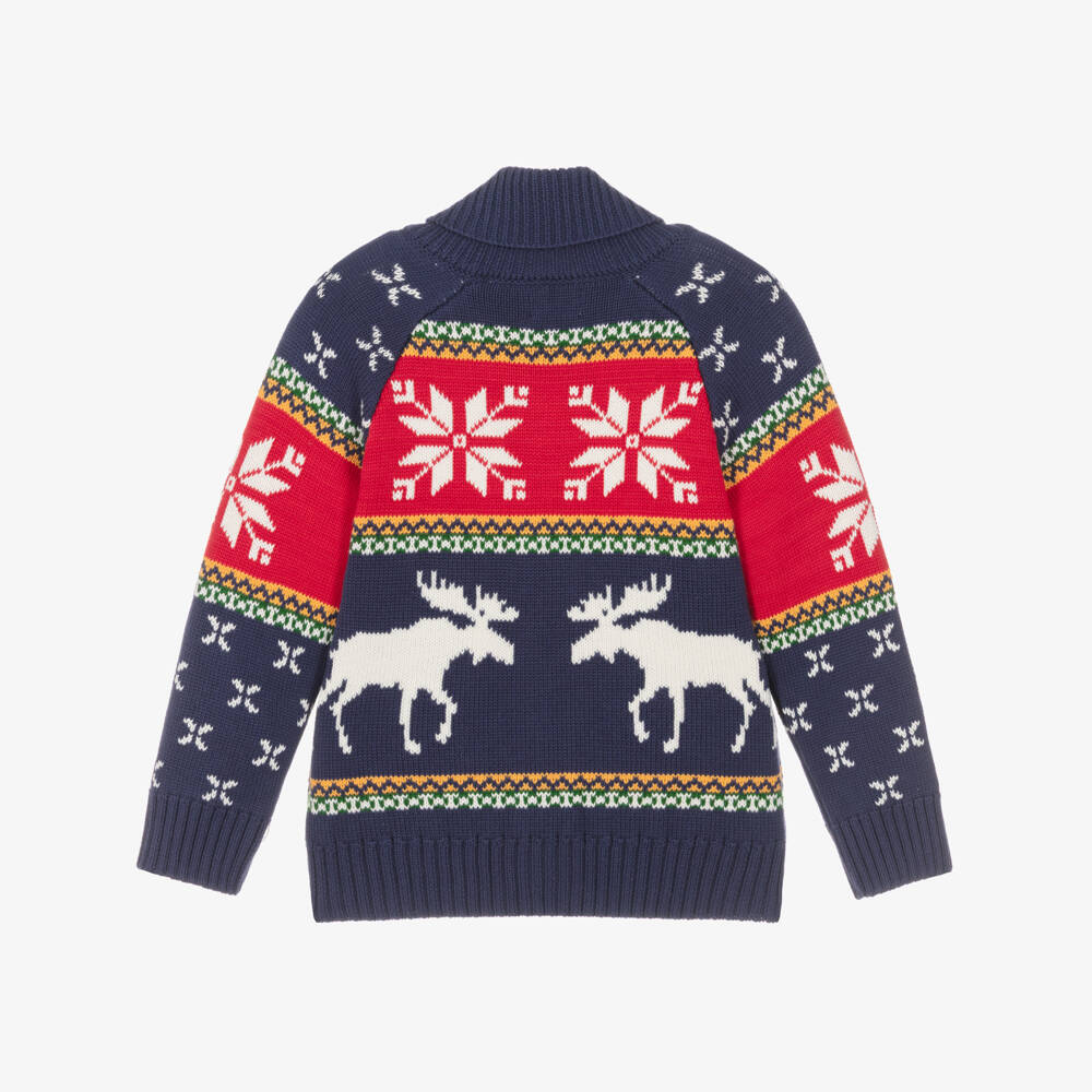 Hatley-Boys Navy Blue Christmas Fair Isle Cardigan | Childrensalon