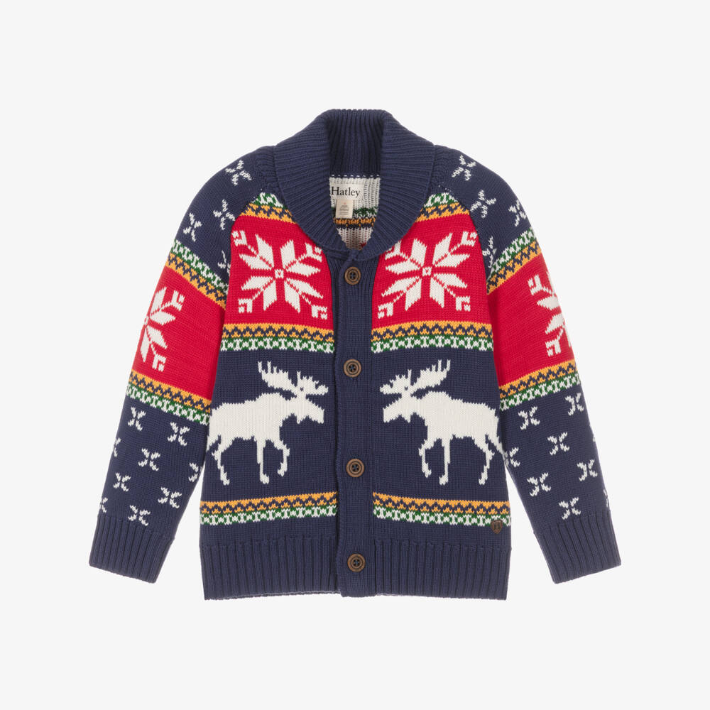 Hatley-Boys Navy Blue Christmas Fair Isle Cardigan | Childrensalon