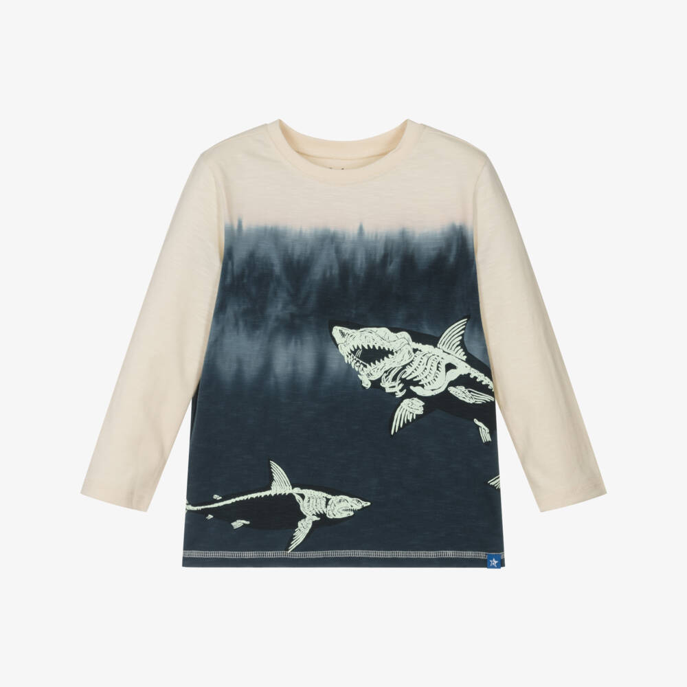 Hatley-Boys Navy Blue & Ivory Glow-In-The-Dark Shark Graphic Top | Childrensalon