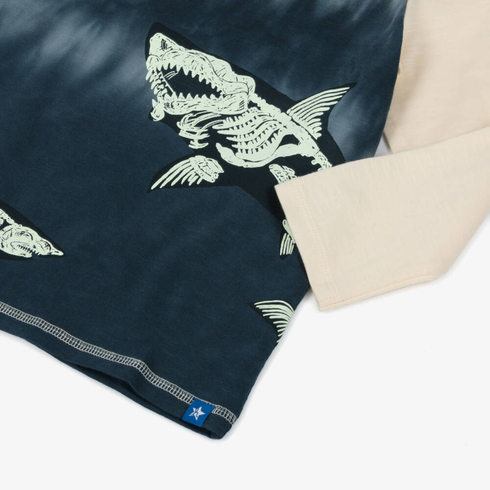 Hatley-Boys Navy Blue & Ivory Glow-In-The-Dark Shark Graphic Top | Childrensalon
