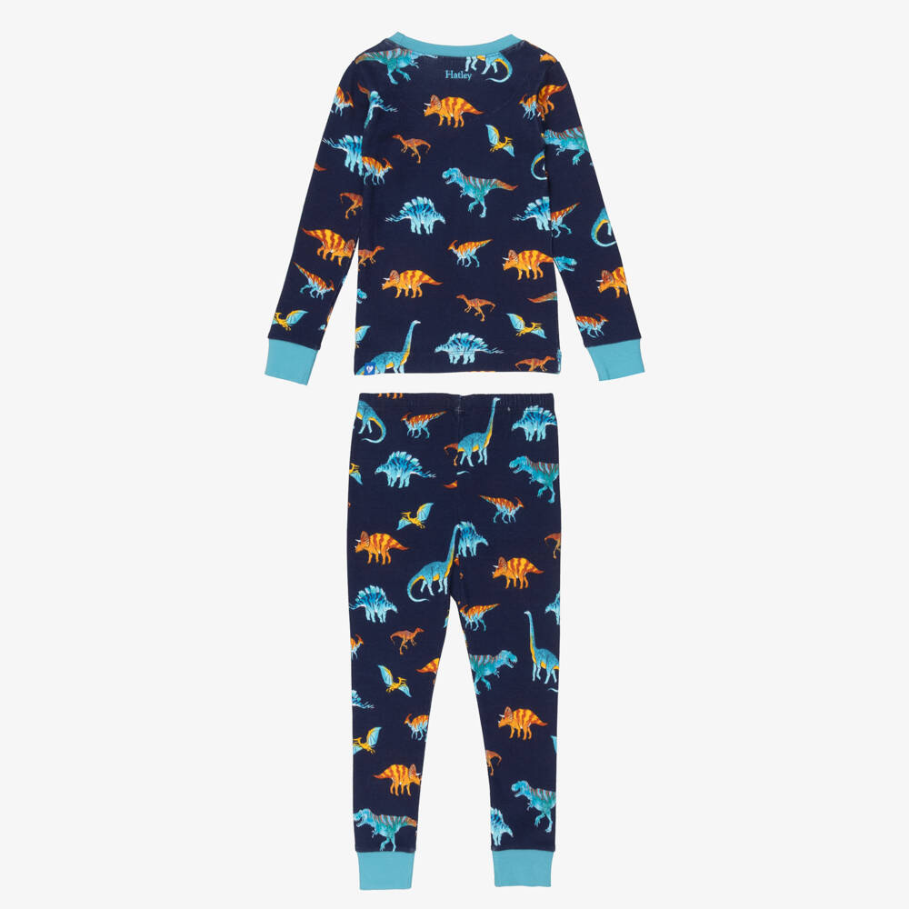 Hatley-Boys Navy Blue Organic Cotton Jersey Dinosaur Pyjamas | Childrensalon