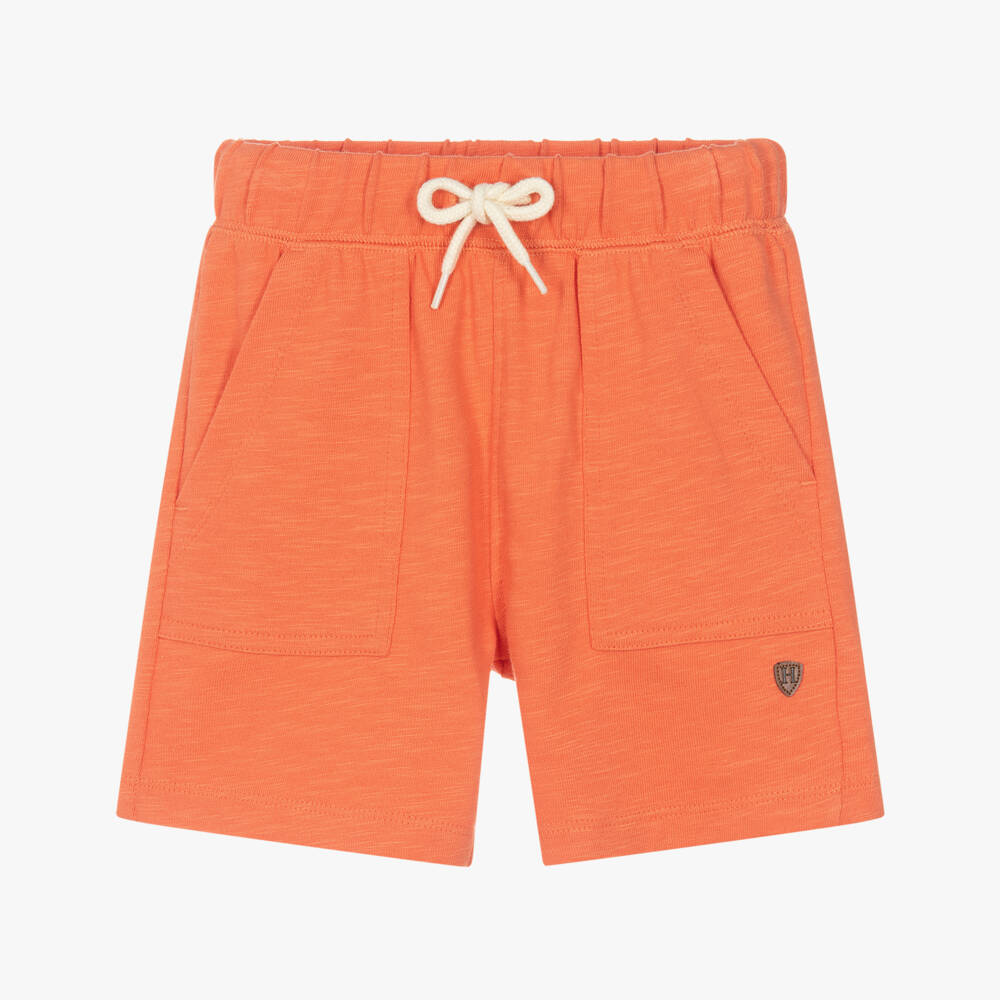 Hatley-Boys Orange Cotton Slub Drawstring Shorts with Pockets | Childrensalon