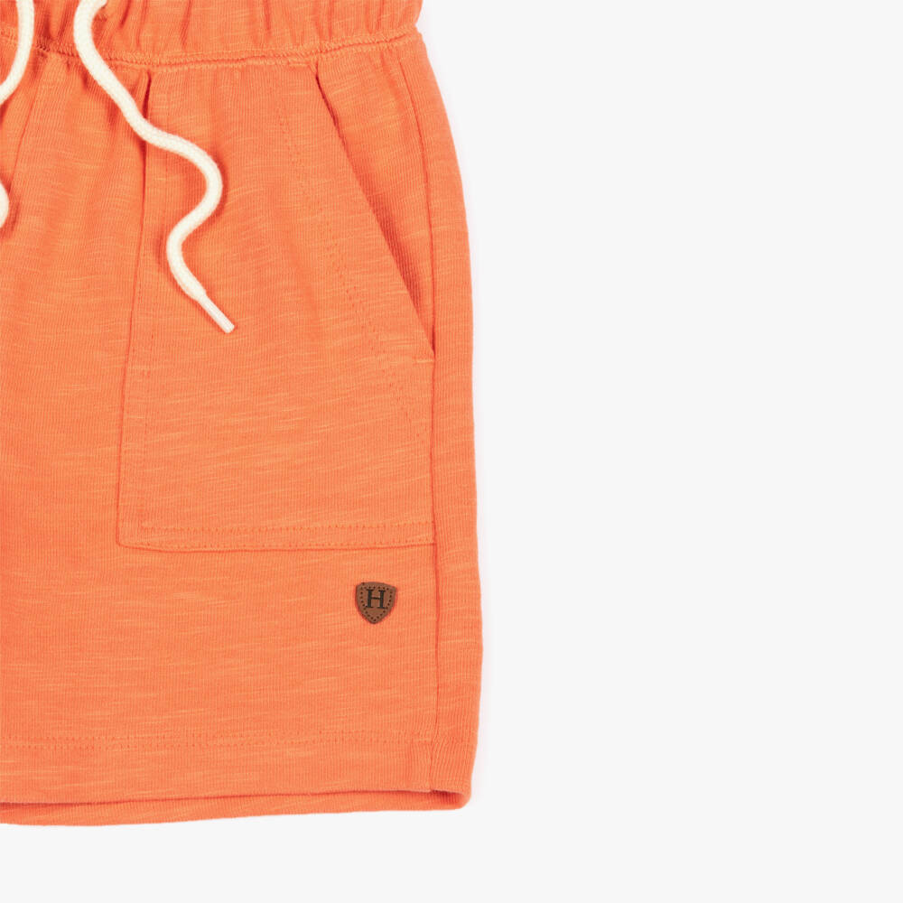 Hatley-Boys Orange Slub Cotton Drawstring Shorts with Pockets | Childrensalon