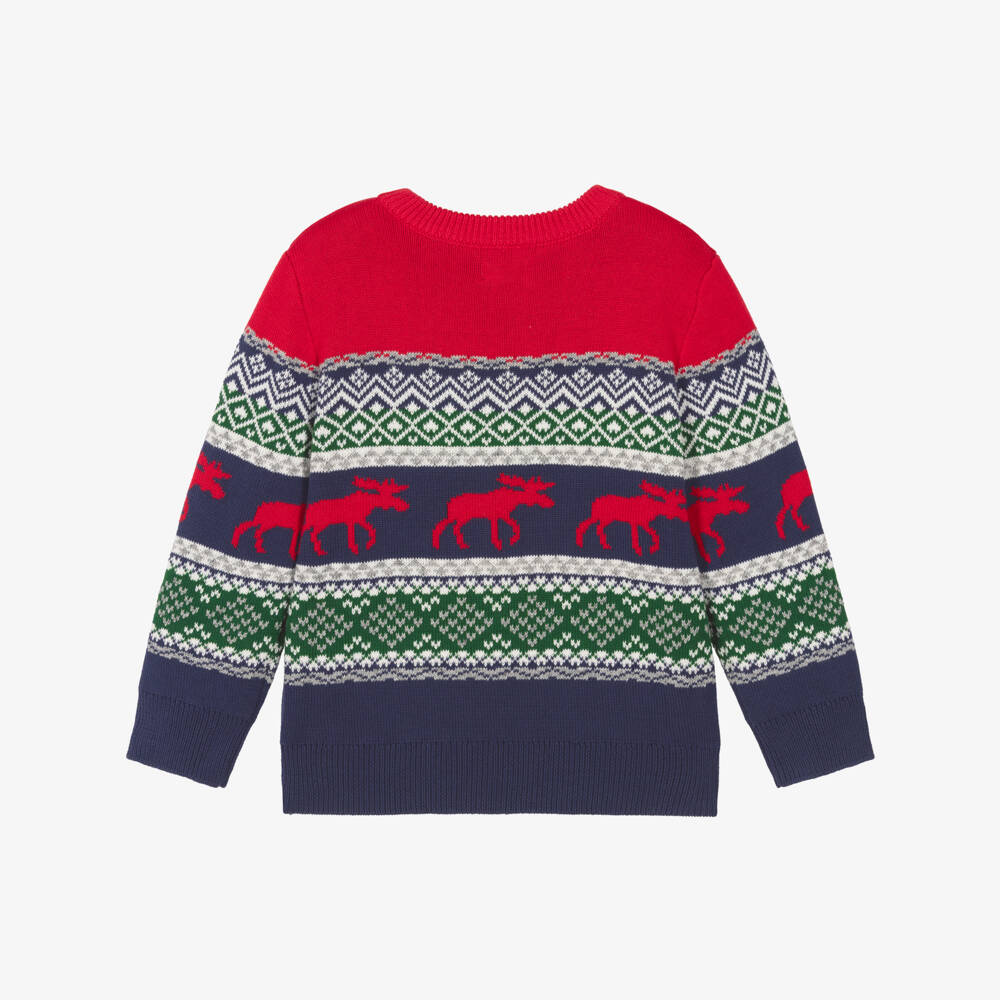 Hatley-Boys Red & Blue Fair Isle Christmas Sweater | Childrensalon