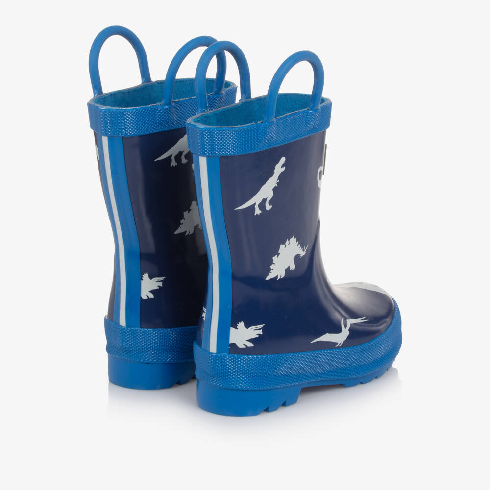 Hatley-Boys Two Tone Blue Dinosaur Print Rain Boots | Childrensalon