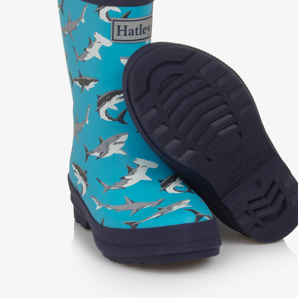 Hatley-Boys Two Tone Blue Shark Print Rain Boots | Childrensalon