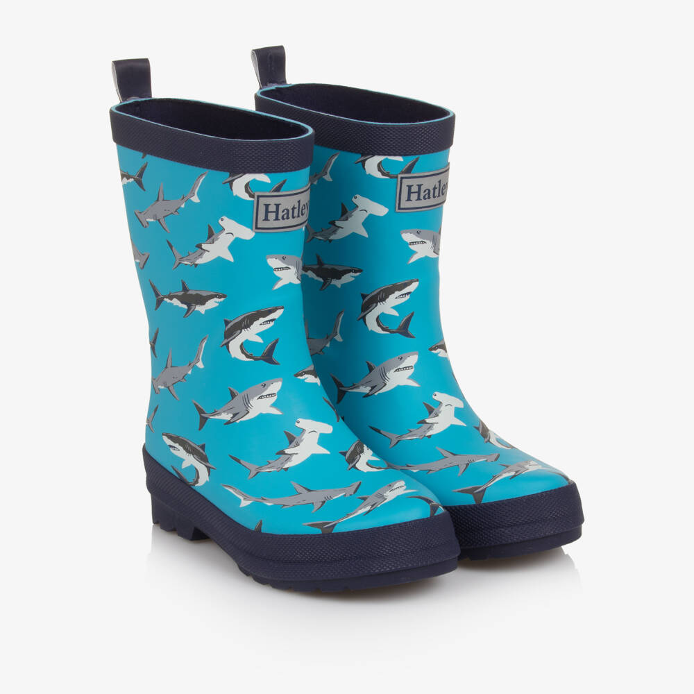 Hatley-Boys Two Tone Blue Shark Print Rain Boots | Childrensalon