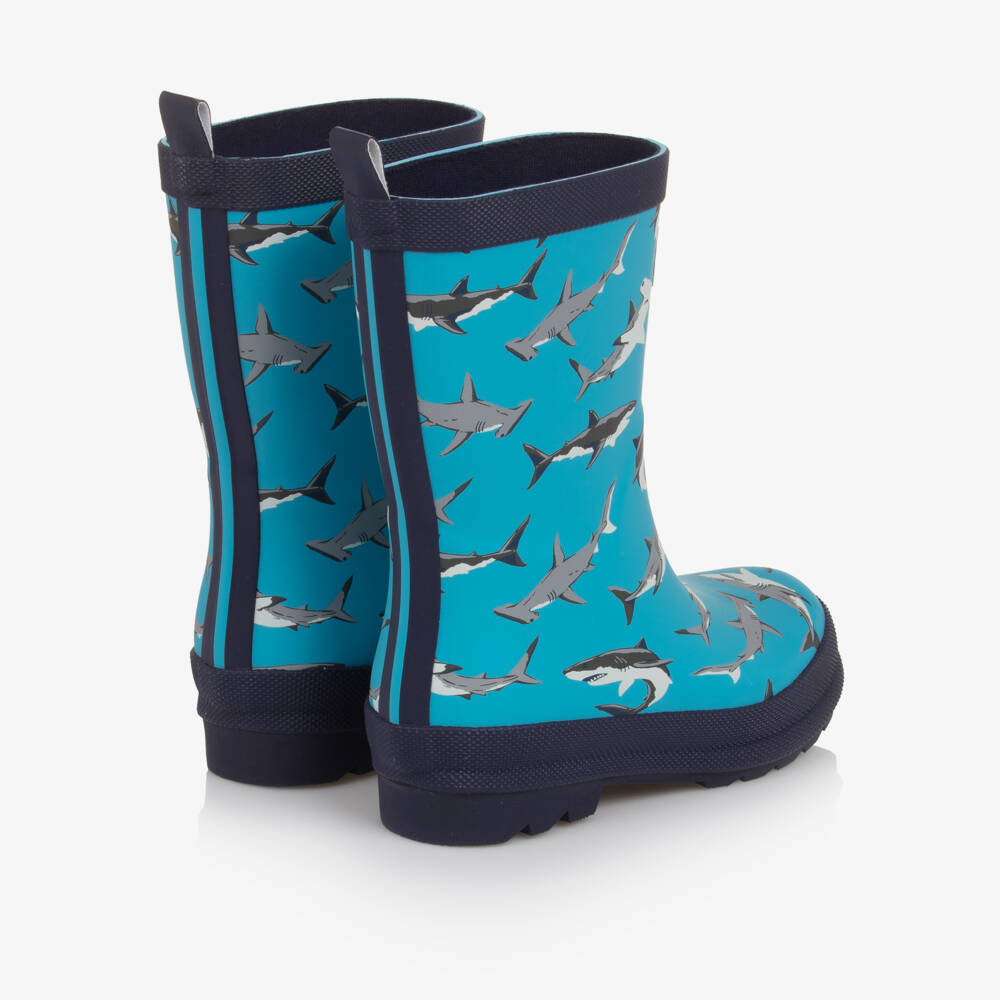 Hatley-Boys Two Tone Blue Shark Print Rain Boots | Childrensalon