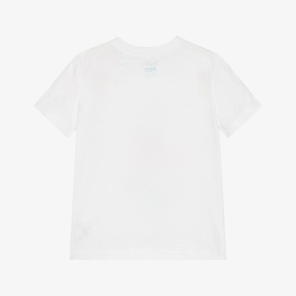 Hatley-Boys White Cotton Beach Signpost T-Shirt | Childrensalon