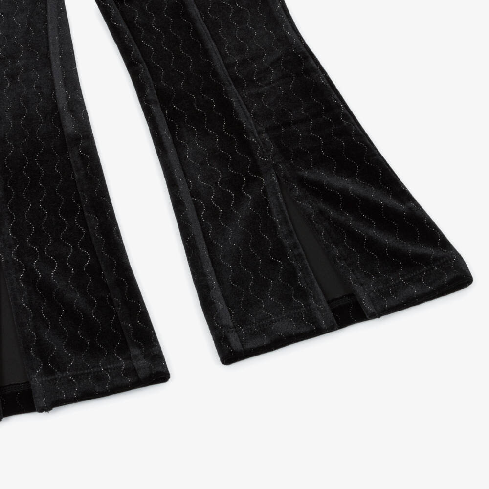 Hatley-Girls Black Velour Sparkle Wave Flared Trousers | Childrensalon